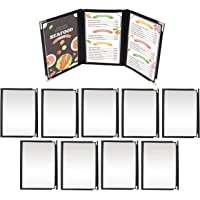 Los mejores  - Cubiertas Tres Pliegues A5 para Menús (Pack de 10) - Cubiertas Estilo Americano Costura Doble Ribete Negro Protectores…